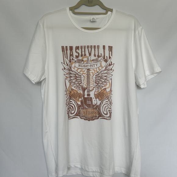 Tops - Nashville Music City White Graphic‎ Tee
